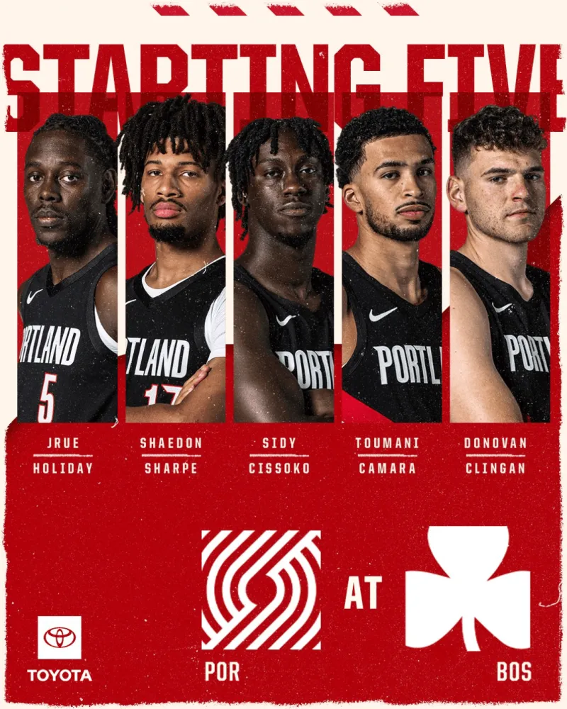 半岛体育APP-开拓者首发：霍勒迪、夏普、西索科、卡马拉、克林根